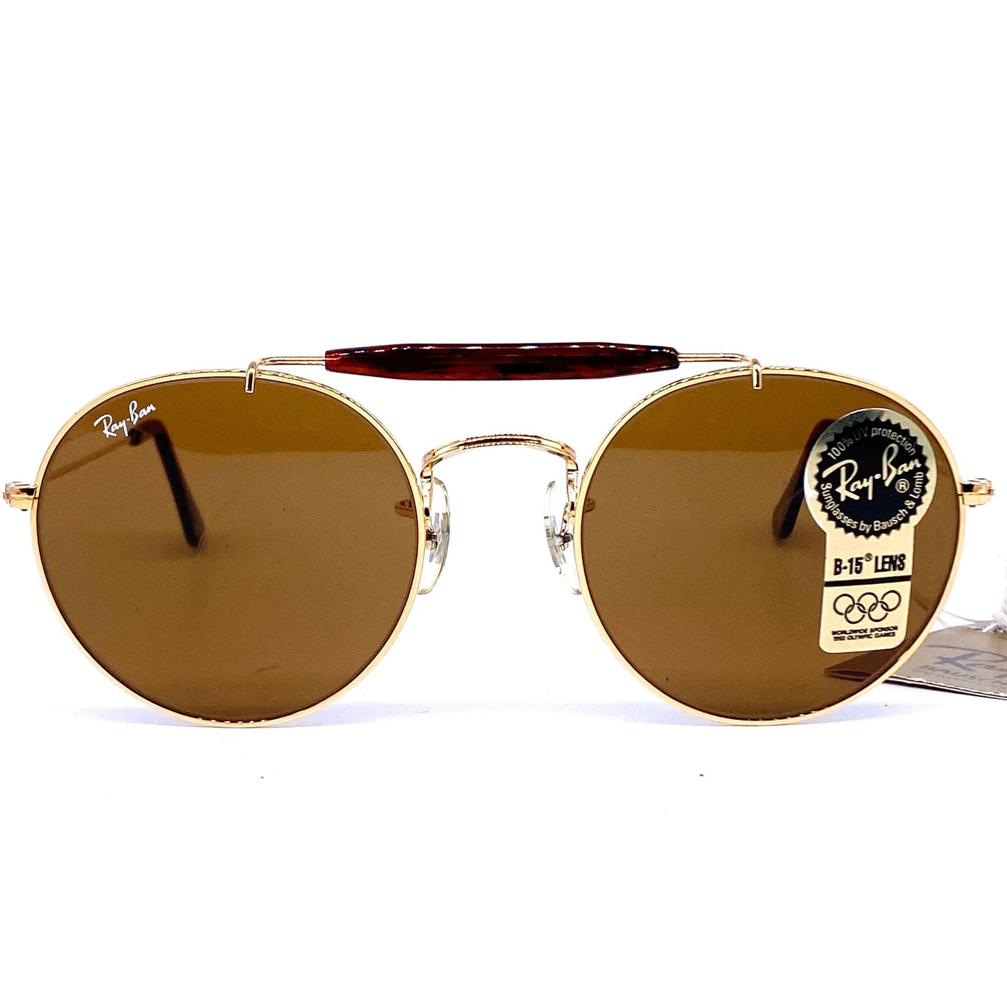 Rayban B e L round aviator outdormans occhiali da sole placcati oro NOS 90s