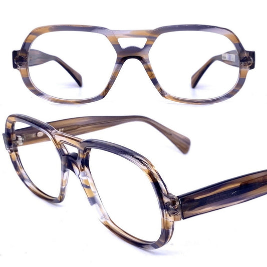 Serge Kirchhofer mod27 Smokey grey double bridge aviator glasses, NOS 70s Austria