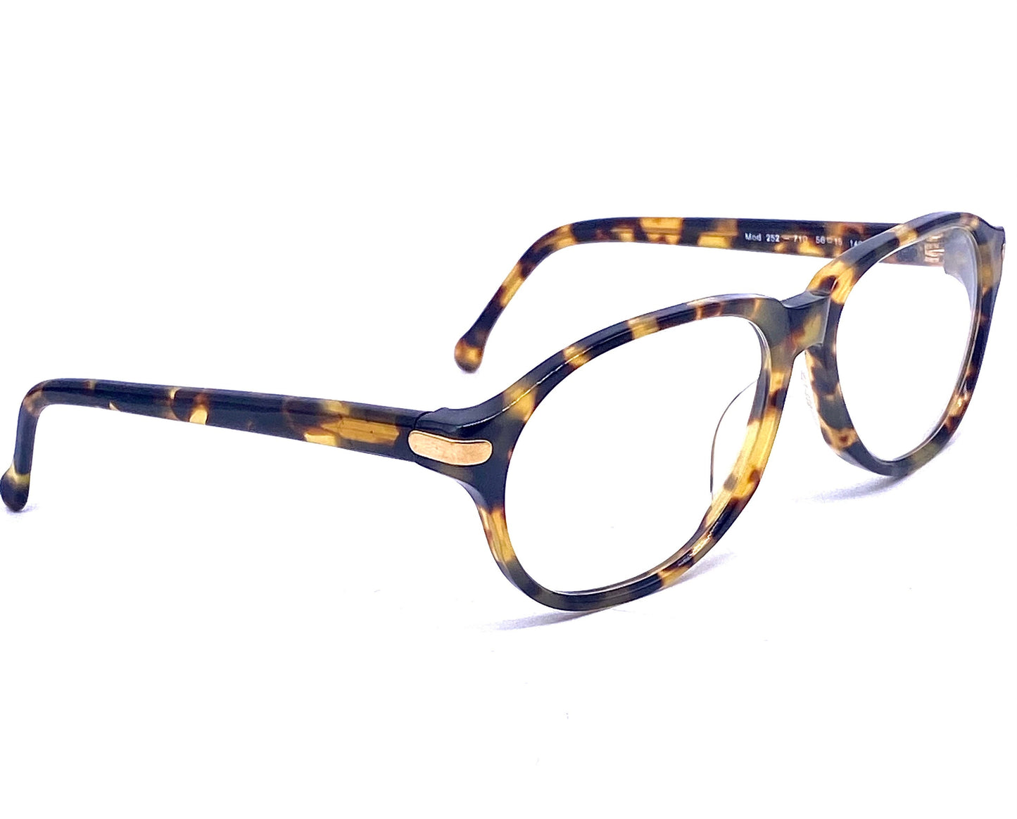 Jil Sander 252 tortoise cello eyeglasses frames, aviator drop shaped glasses hand made in Italy, NOS 90s