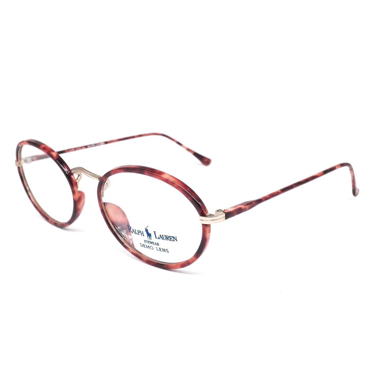 Ralph Lauren 130 517 retro geeky oval slim red tortoise cello eyeglasses frames, 90s NOS