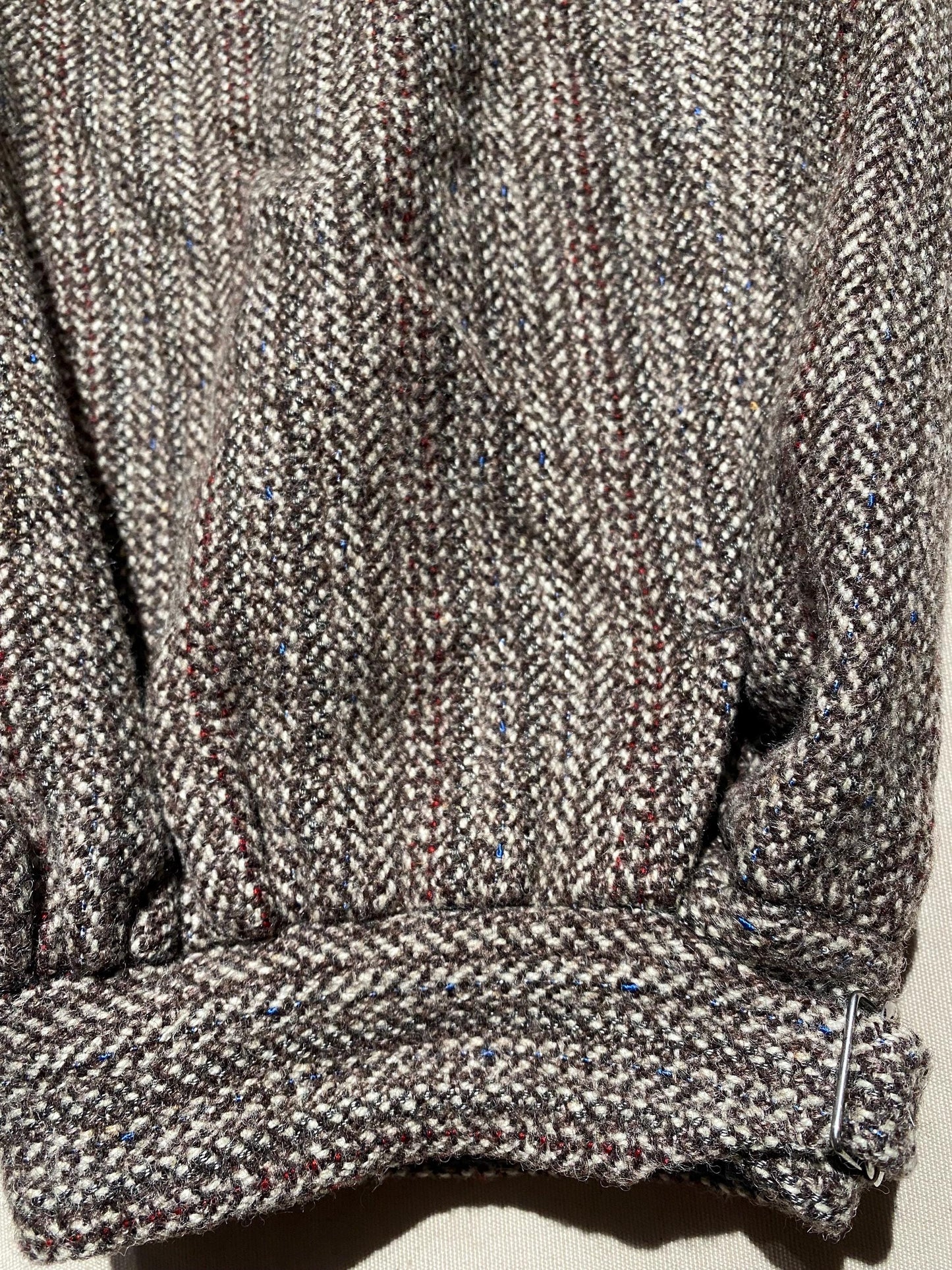 Auth. 1930s circa sartorial brown chevron thick wool trousers ready made 4 suspenders, great cond. sz S man