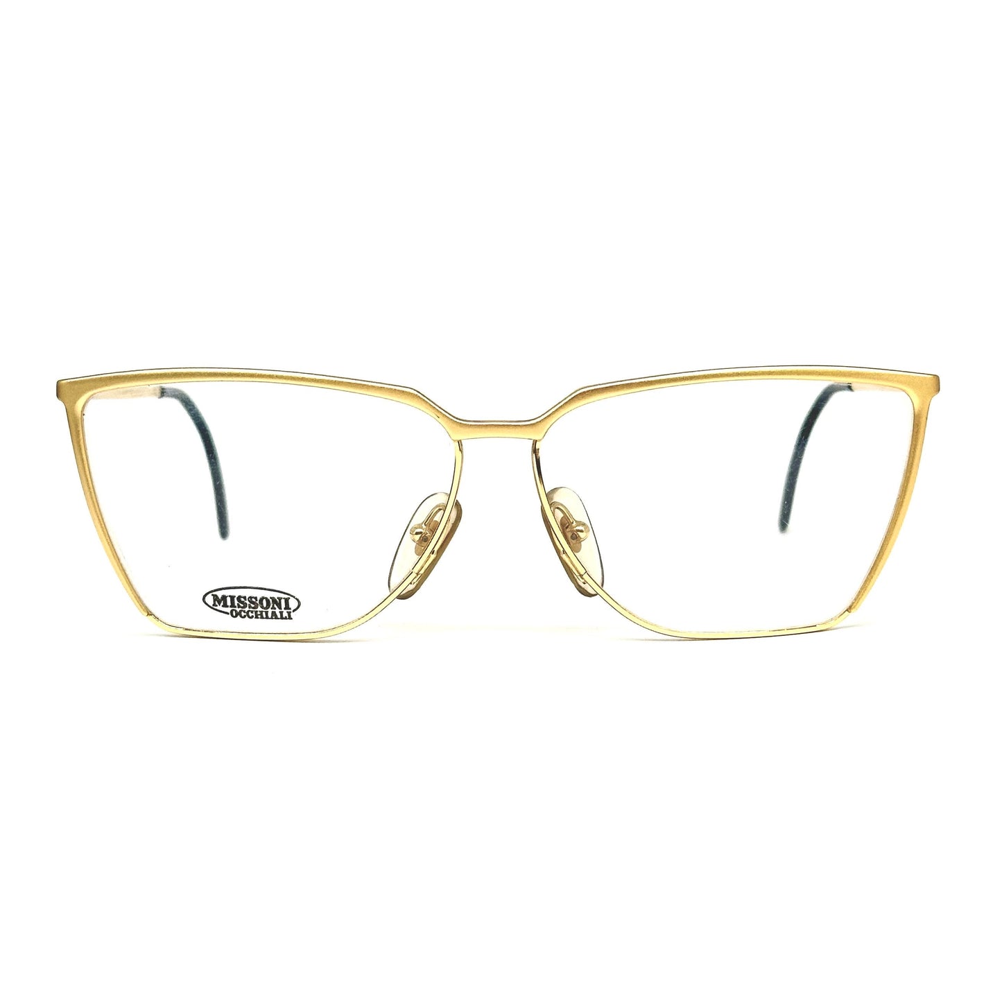 Missoni M317 gold square eyeglasses frames w modernist design, made in Italy in the 80s, brand new