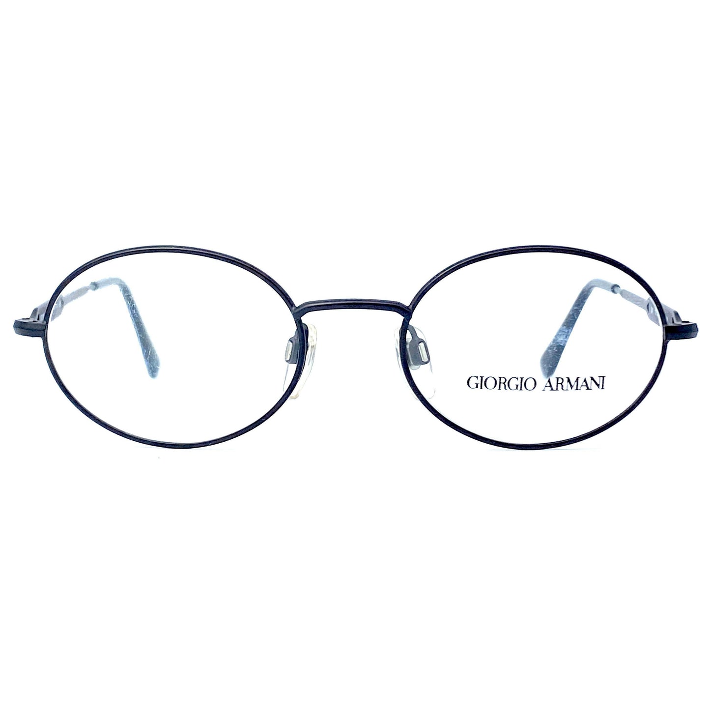 Giorgio Armani Total black oval eyeglasses frames made in Italy, 1980s NOS