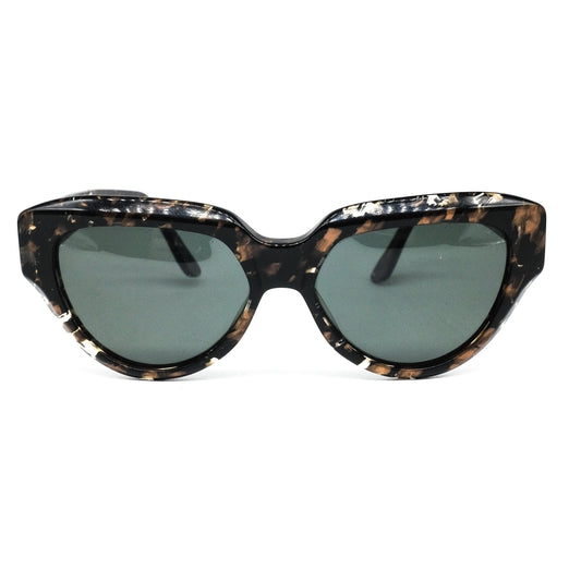 Agora by Polaroid 8394 vintage black brown tortoise acetate cat eye sunglasses with black lenses, 1990s NOS. Framed in Italy