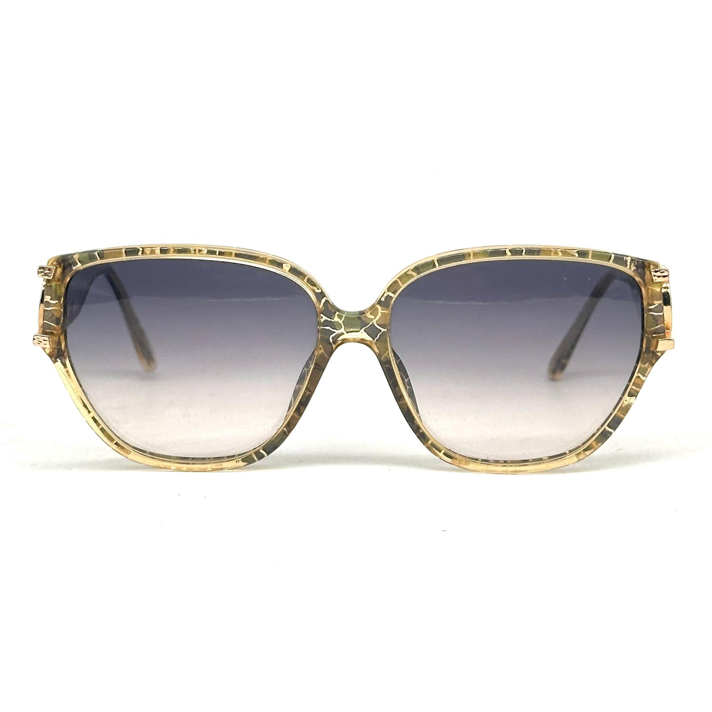 Paloma Picasso 3860 optyl crackled glaze frame in brown, green, gold and turquoise shades, gold logo emblem detail on the temple 90s NoS