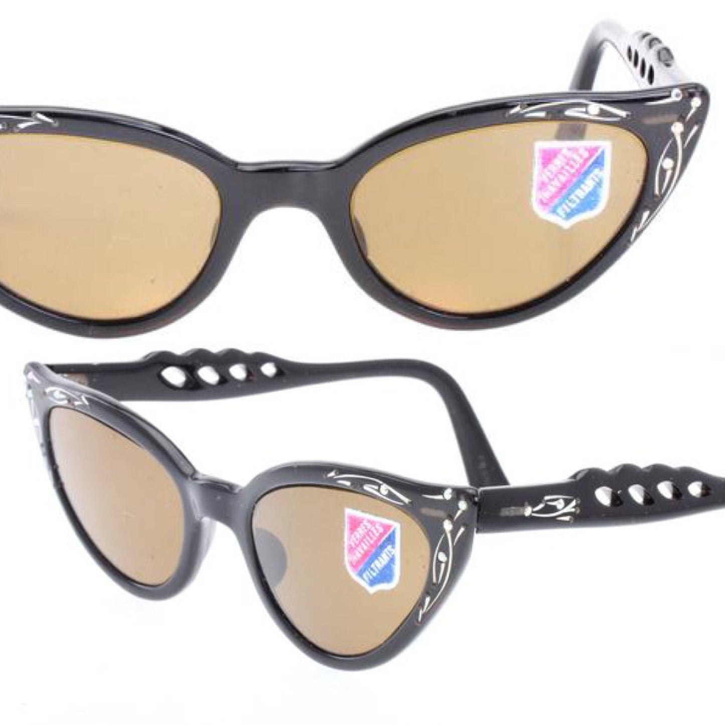 1950s NOS jeweled Cateye sunglasses hand made in France, mint