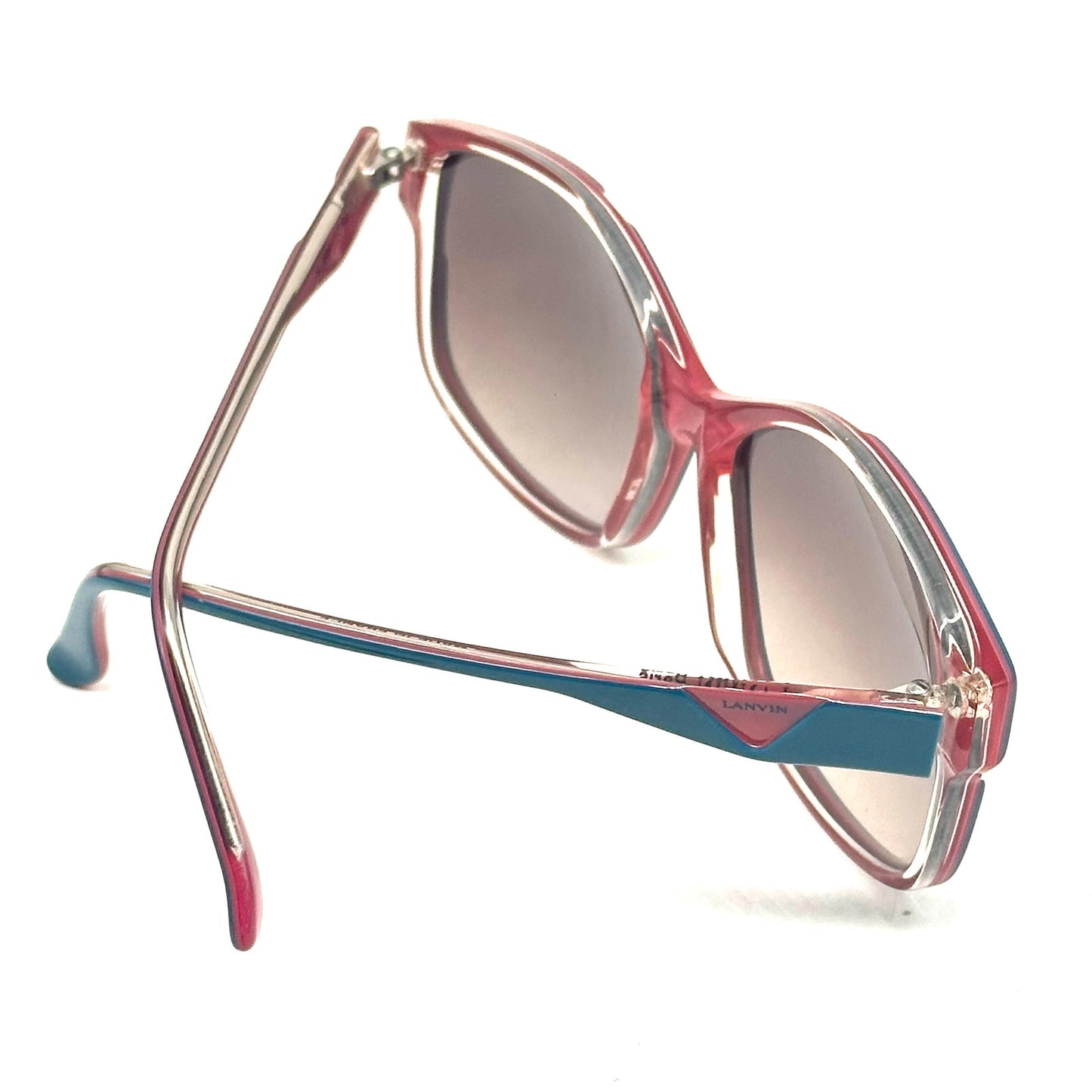 Lanvin Paris SL 606 B58 cobalt blue and purple futuristic design sunglasses vintage from 80s Made in France