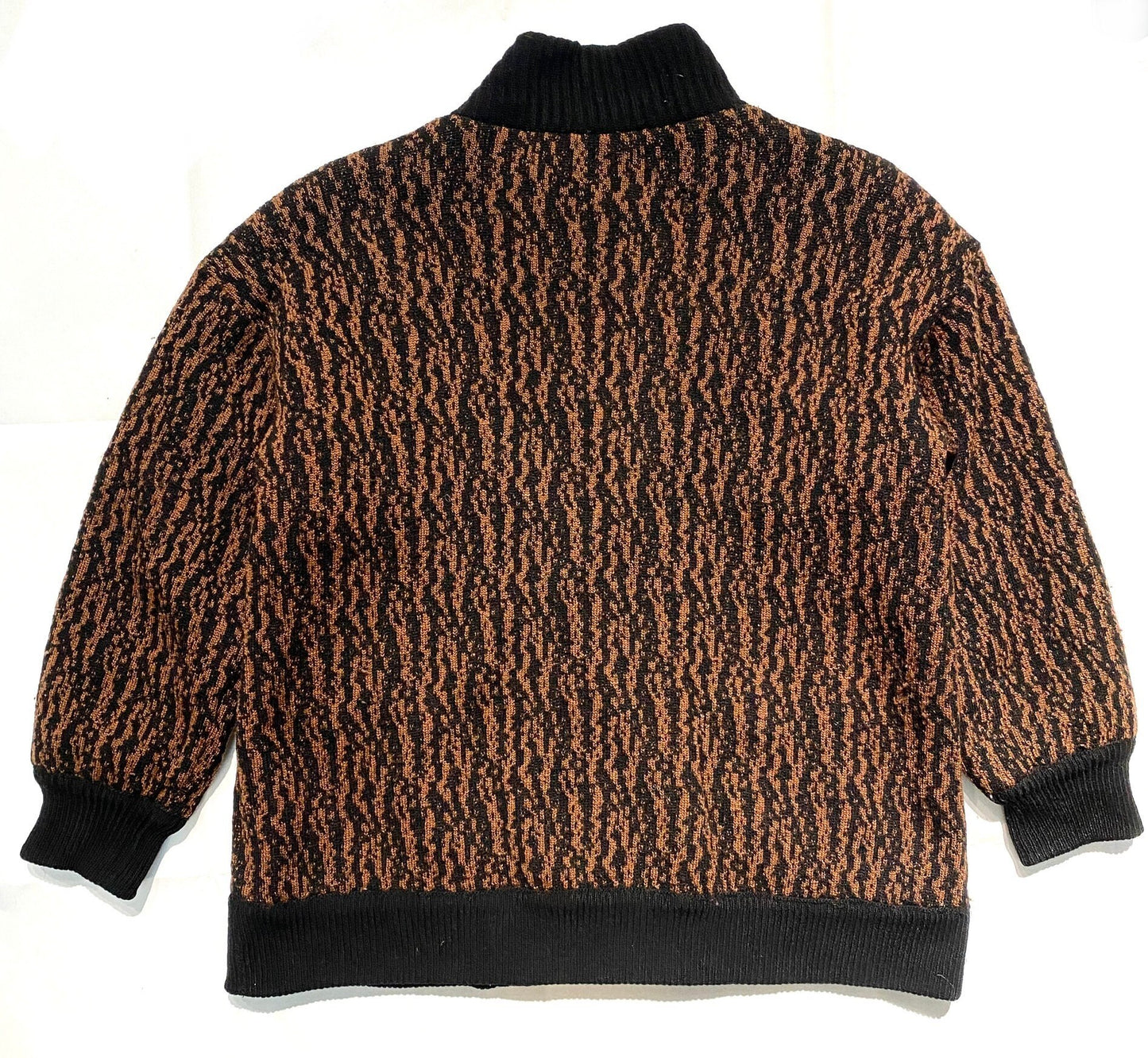 Laura Biagiotti brown/black zebra pattern wool knitted jacket w quilted lining, mint sz M