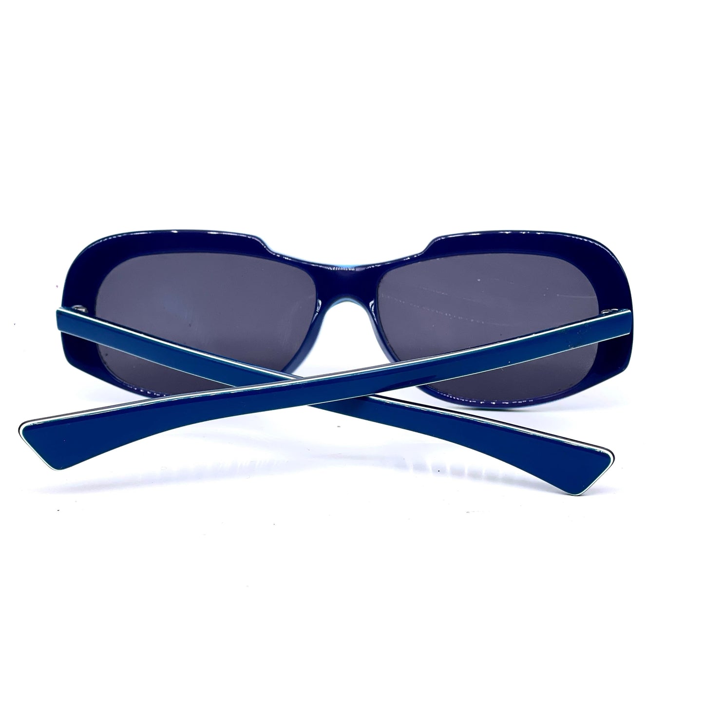 Geena 62 avant-garde blue reverse temples mount multilayered cello sunglasses hand made in Germany  NOS '90