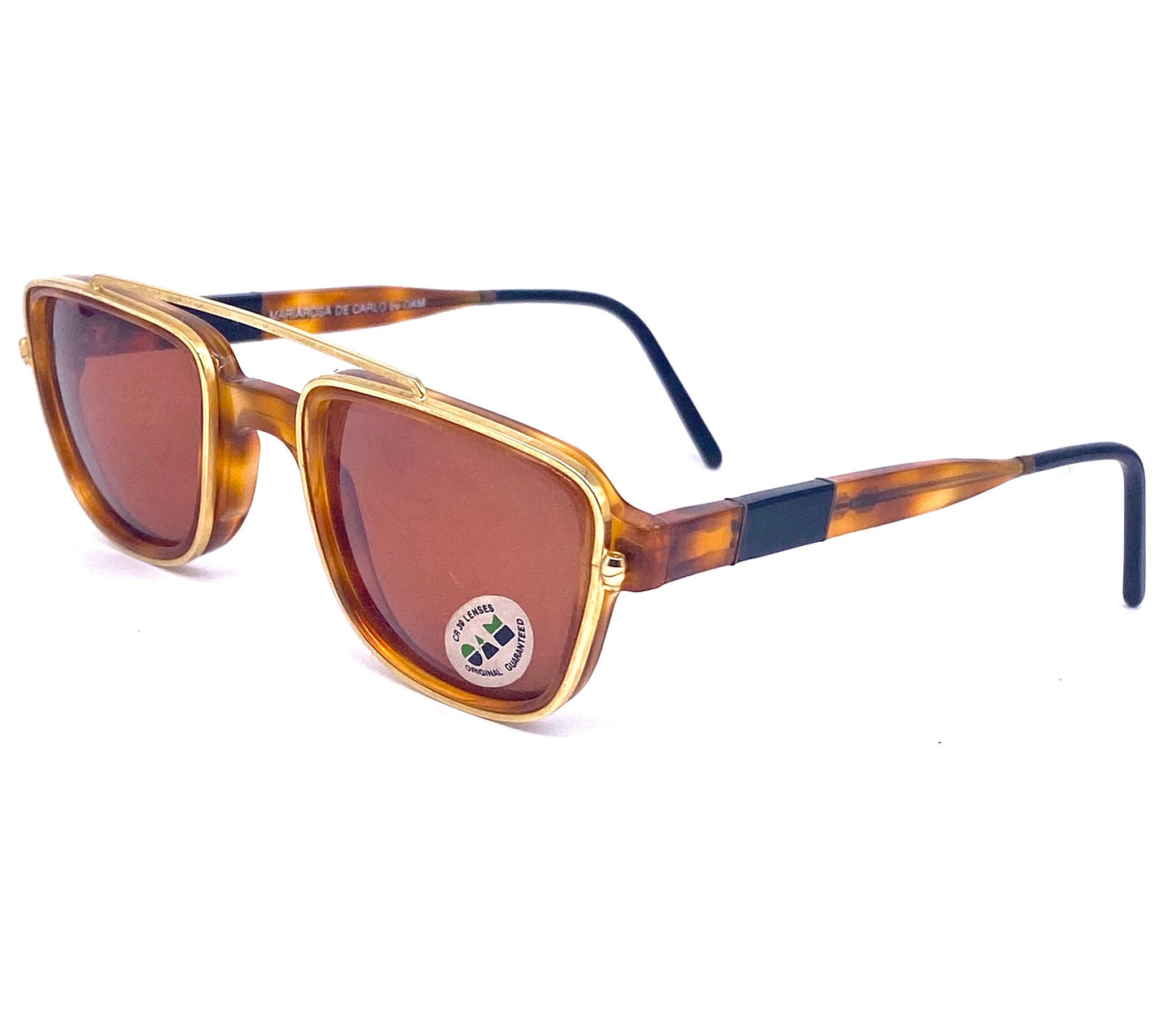 Maria Rosa De Carlo square dbl rim tortoise gold sunglasses hand made in Italy