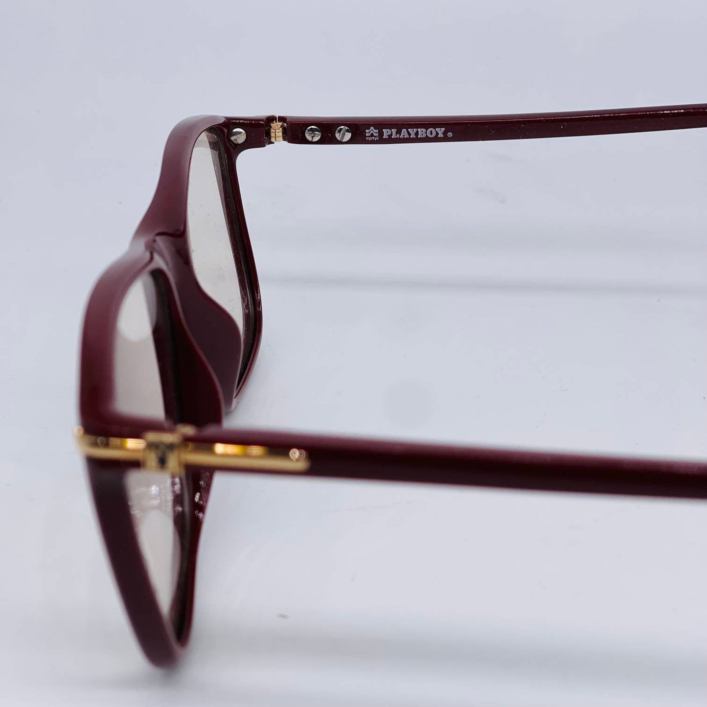 Playboy 4638 square burdundy eyeglasses frames in Optyl acetate, NOS 80s mint.