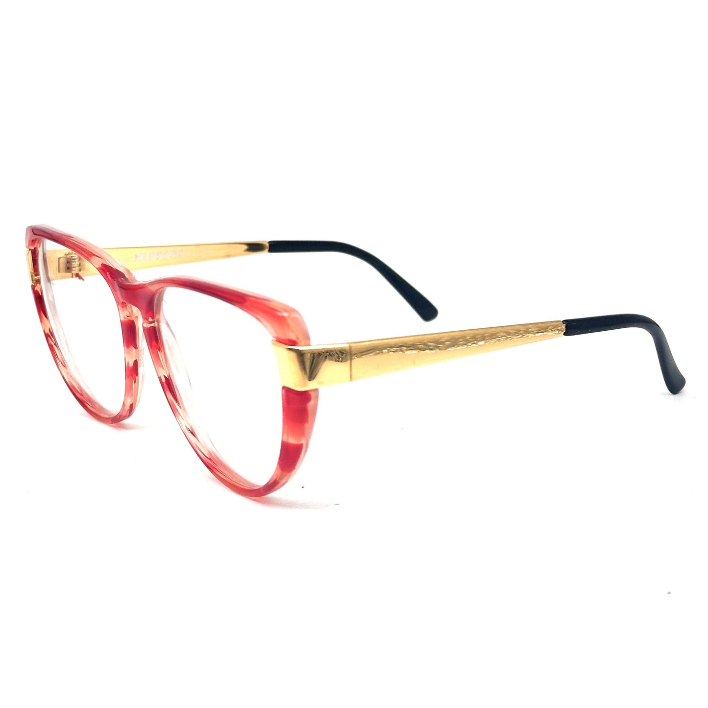 Missoni M181 stunning butterfly red eyeglasses frames w golden temple, 80s NOS made in Italy