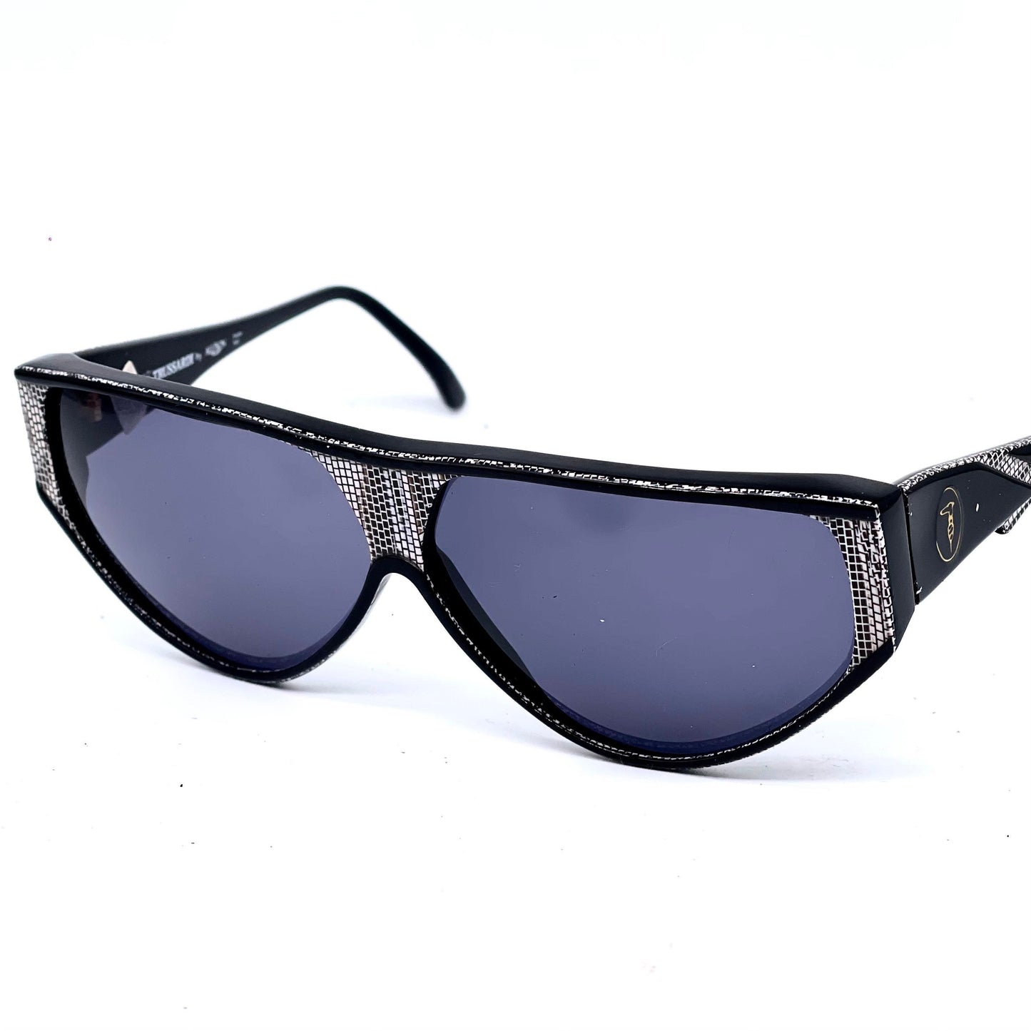 Trussardi T301 modernist wrap mask sunglasses made in Italy NOS 80s