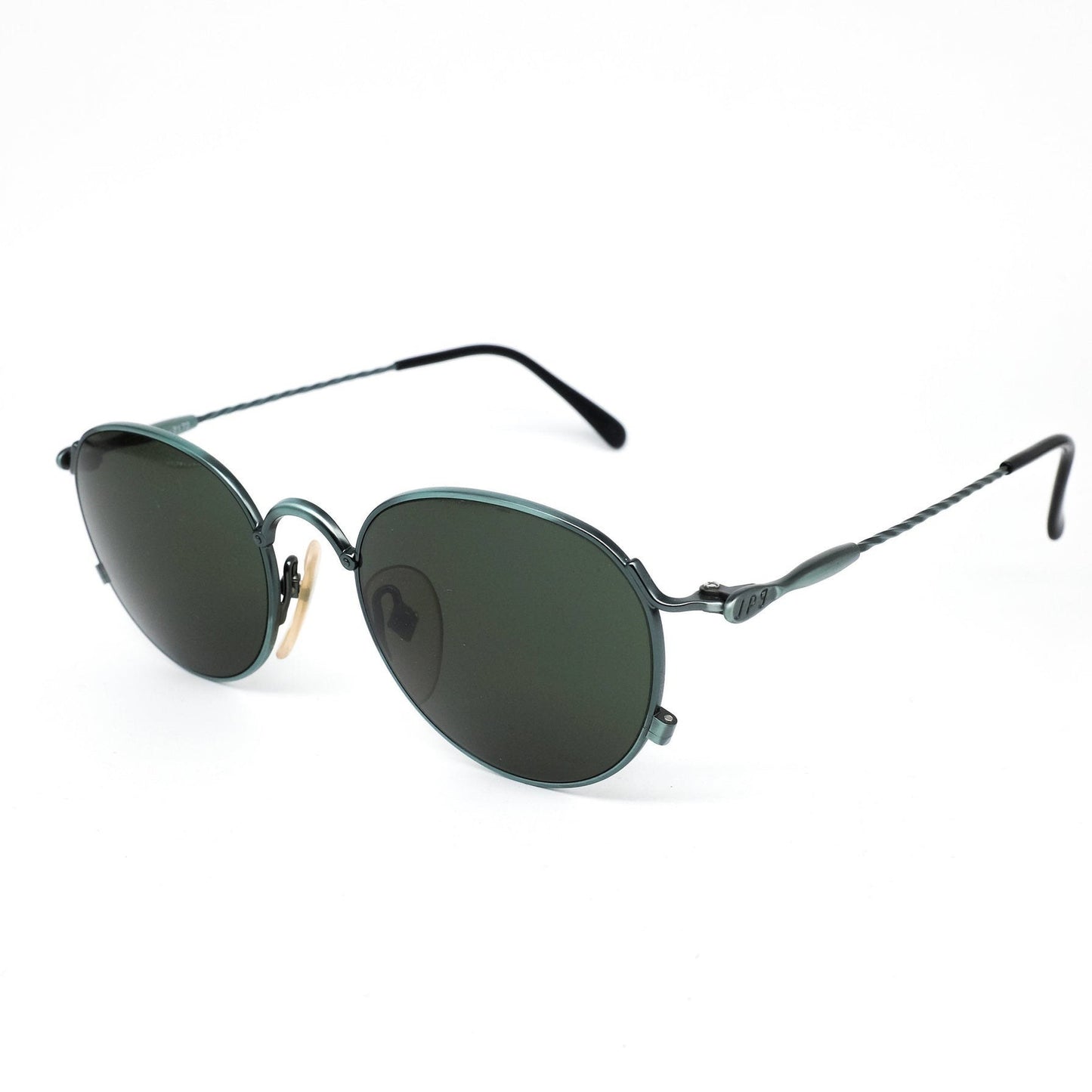 Jean Paul Gaultier 55-2172 green metal round steampunk sunglasses, 90s NOS japan