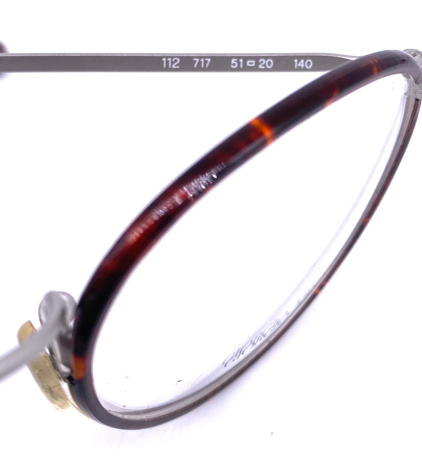 Giorgio Armani 112 classy silver pantos glasses frames w tortoise coated rims, Windsor style glasses made in Italy, 80s NoS