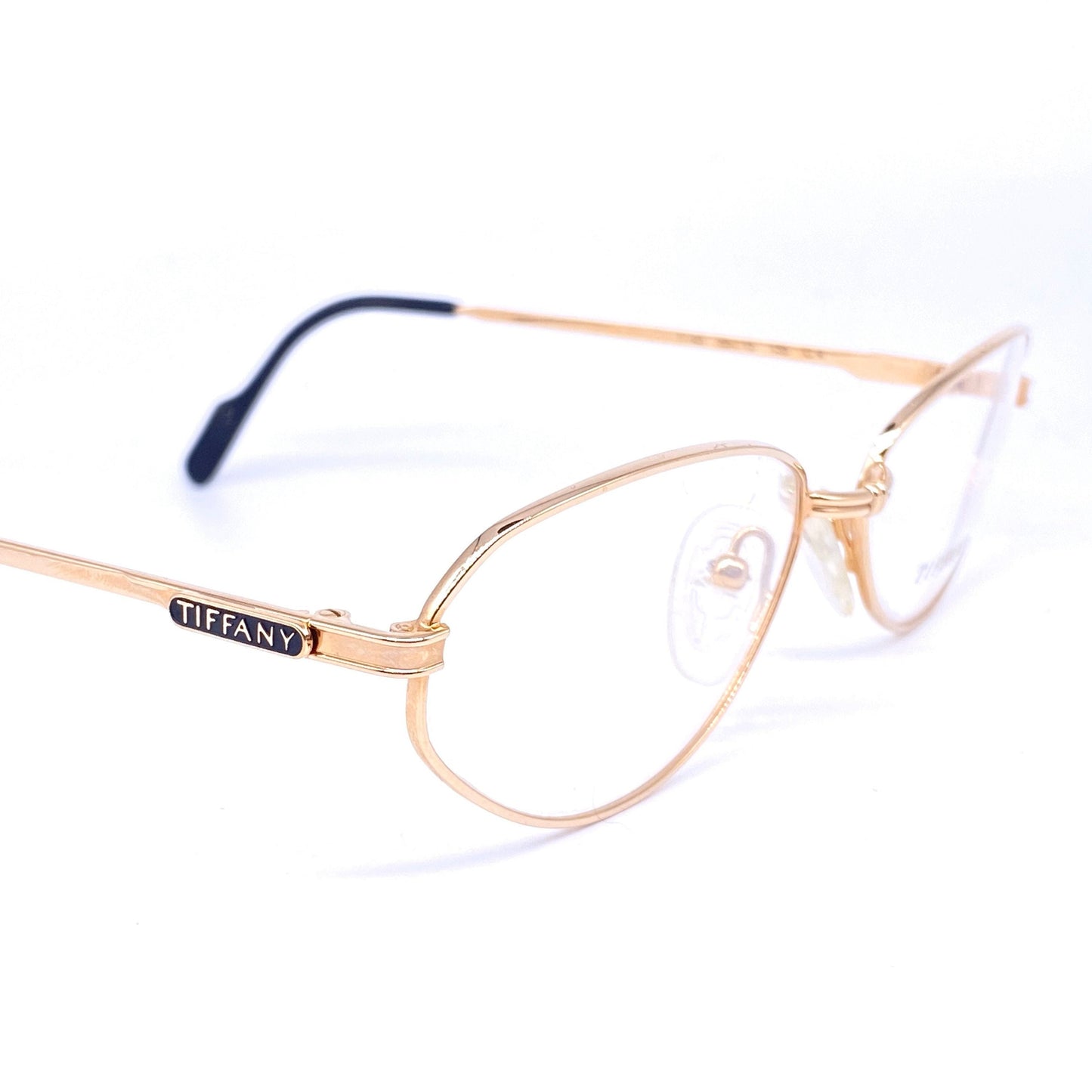 Tiffany T43 oval 23k gold eyeglasses frames made in Italy, 1980s NOS