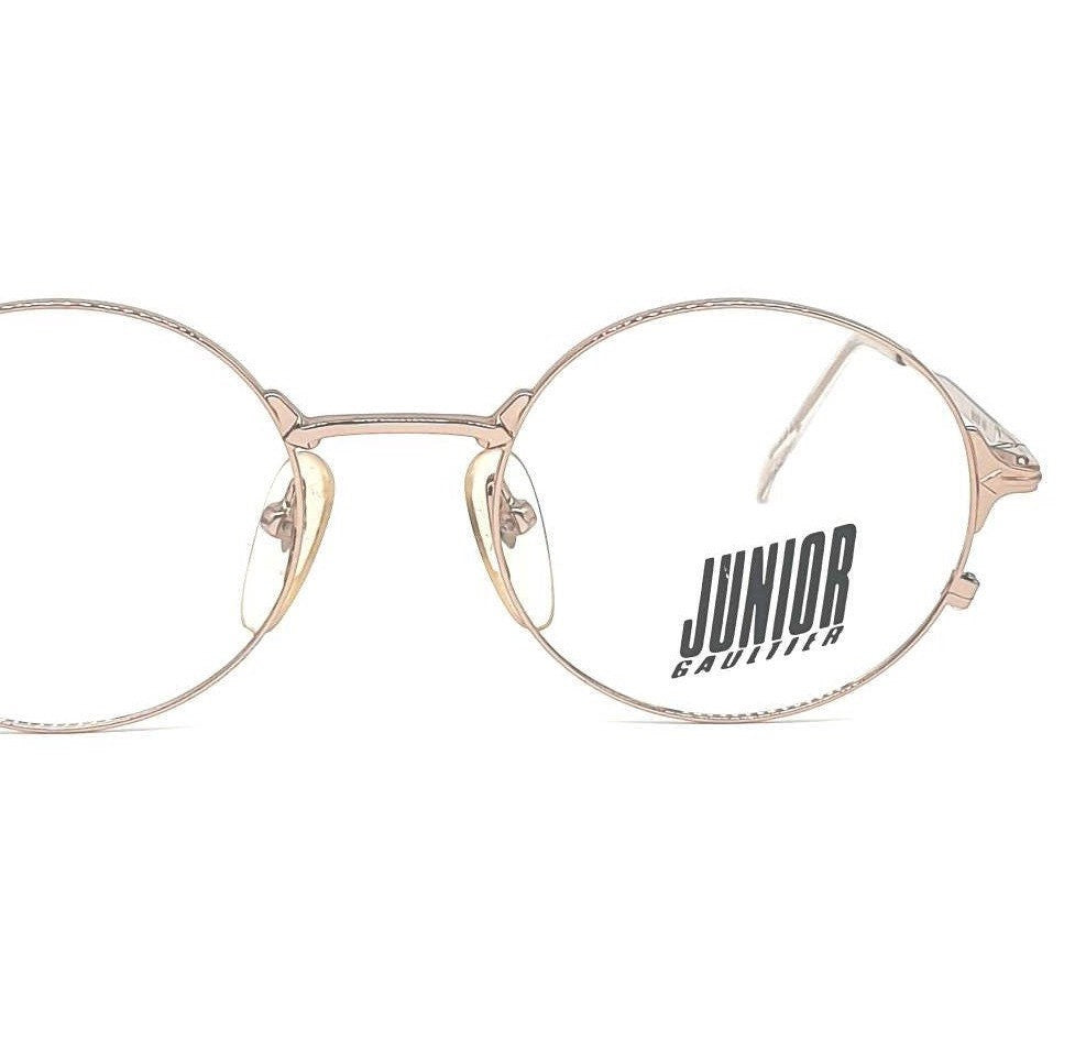 Gaultier 52-2175 Junior occhiali rotondi in metallo oro rosa realizzati negli anni '80 NOS