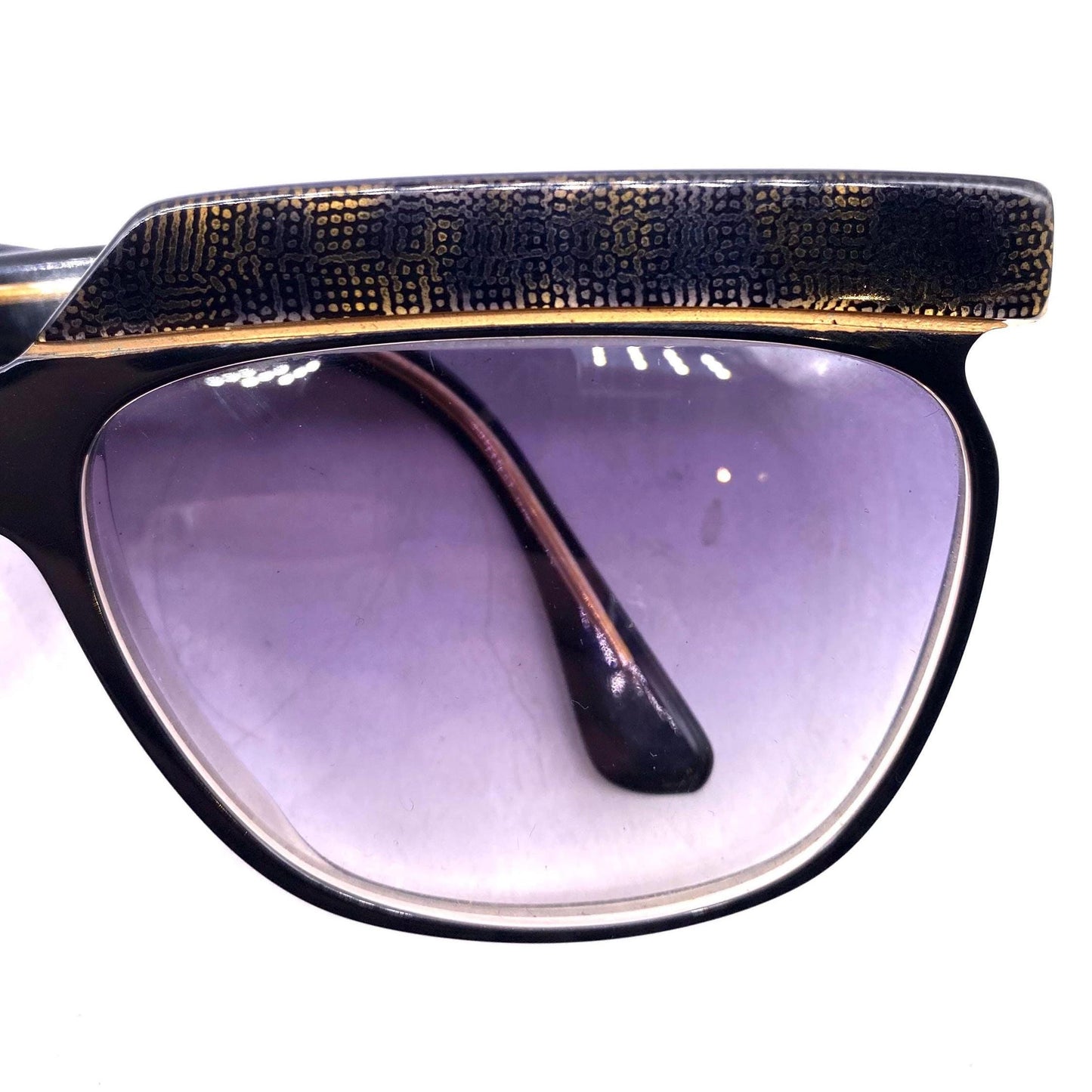 Premier Paris squared butterfly oversized sunglasses w/ glitched pixel art texture in 2 colorways, NOS 80s France