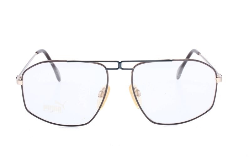 Puma avant garde pilot eyeglasses w grey/navy enameled details, NoS 80s Germany
