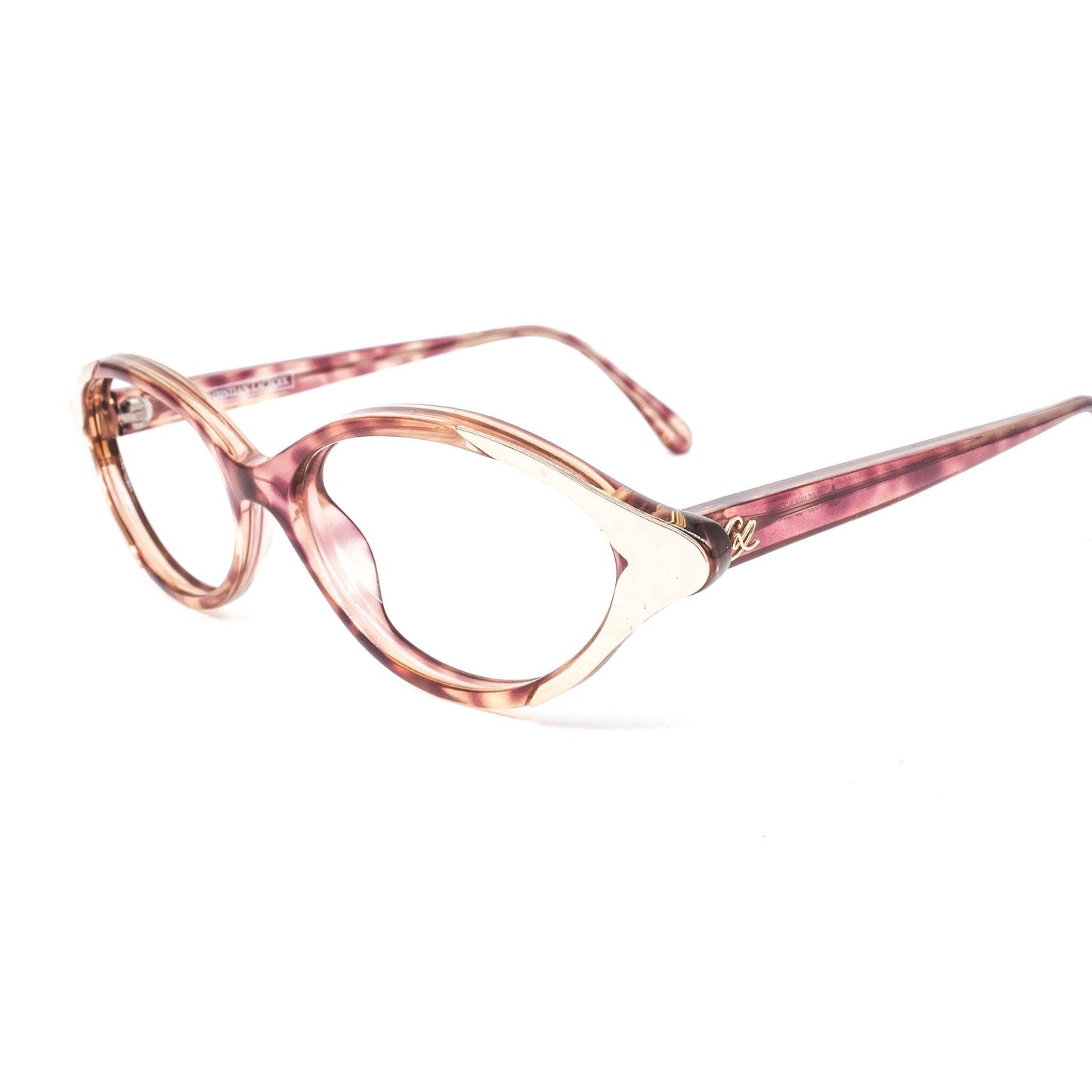 Christian Lacroix cute pink tortoise oval ladies frames w golden accents, NOS 80s