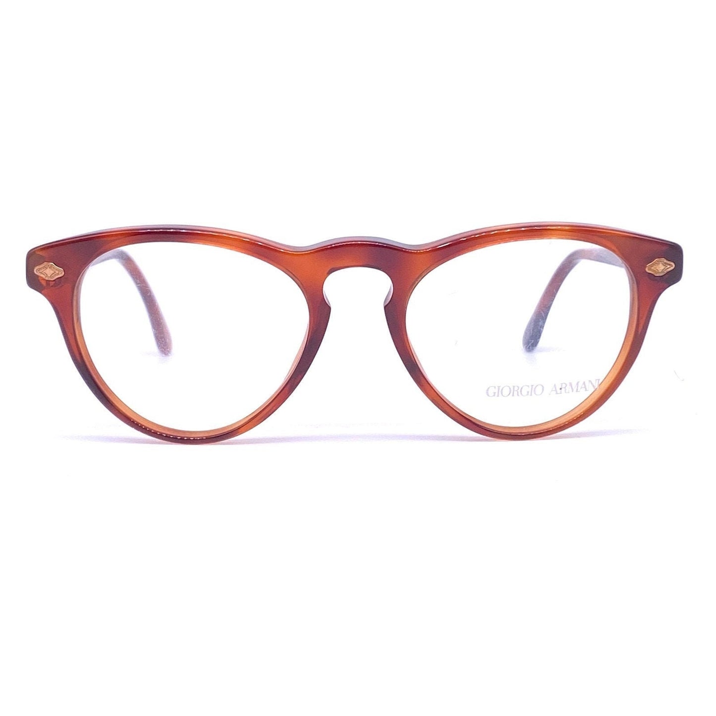 Giorgio Armani retro round keyhole tortoise  eyeglasses frames, 1980s NOS