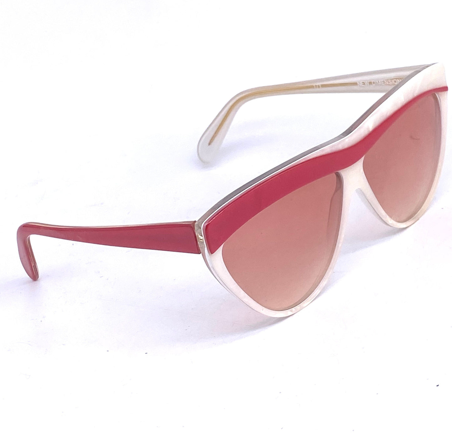 Zagato asymmetrical pearl / red or blue oversized cateye sunglasses hand made in Italy 80s NOS