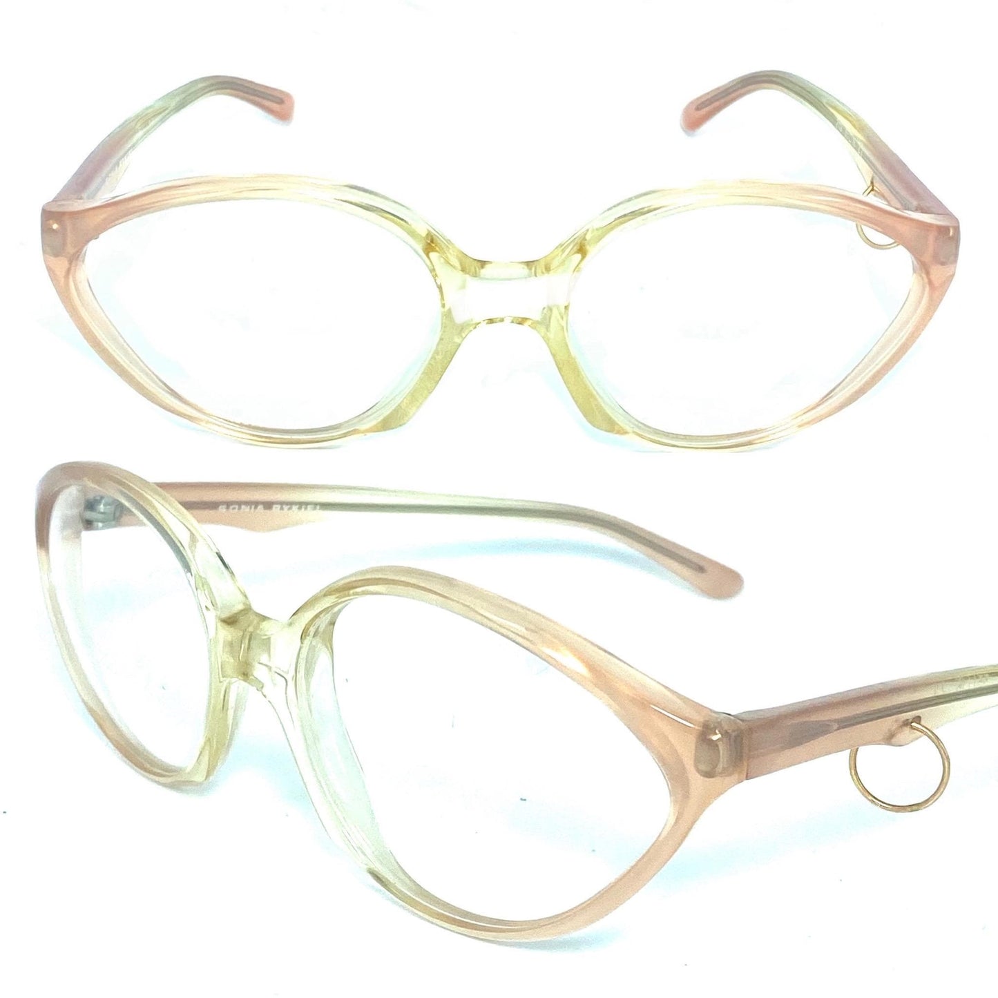Sonia Rykiel 2119 clear oval ladies frames w pieced temples and pink fading , NoS 80s France