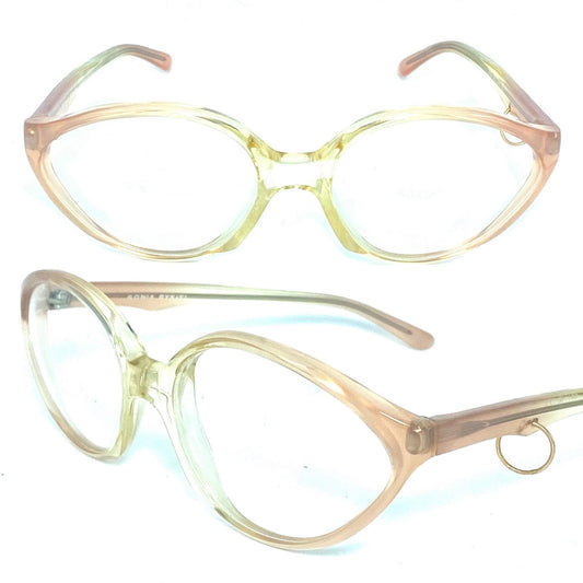 Sonia Rykiel 2119 clear oval ladies frames w pieced temples and pink fading , NoS 80s France