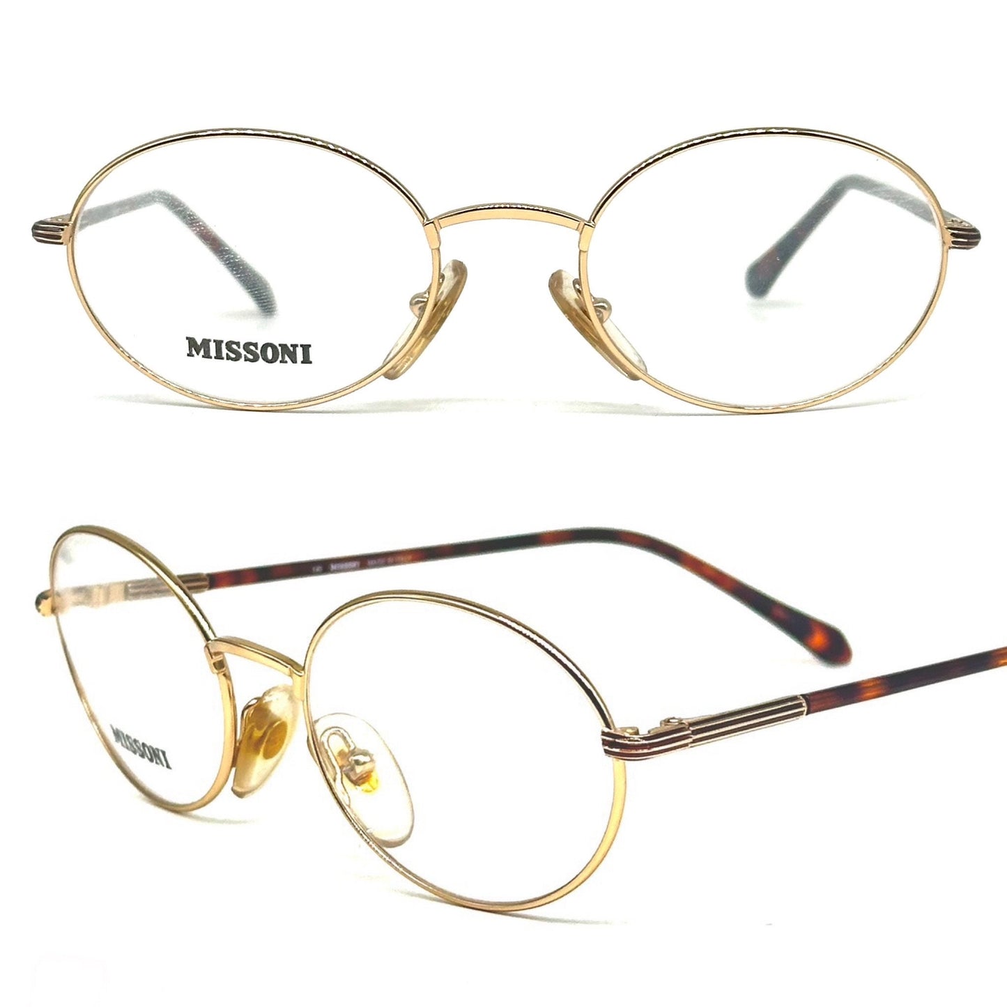 Missoni M388 gold and brown tortoise with stripe details on sides