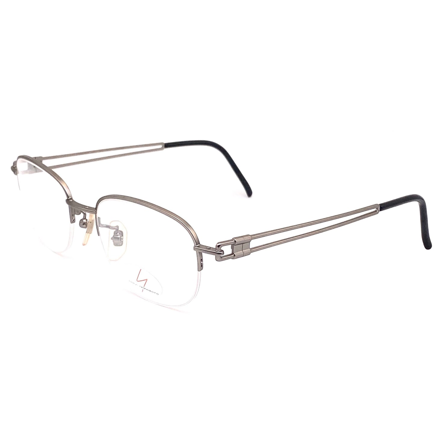 Yohji yamamoto 51-6110 montature quadrate d'avanguardia con mezza montatura, anni '90