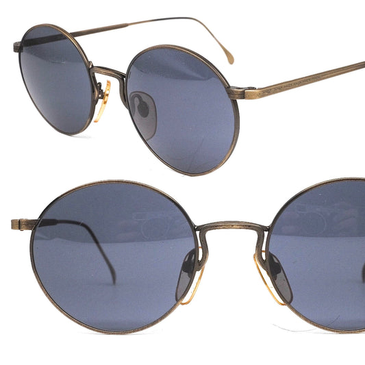 Byblos b520 vintage large  metallic round steampunk sunglasses in bronze metal, NOS 80s Italy