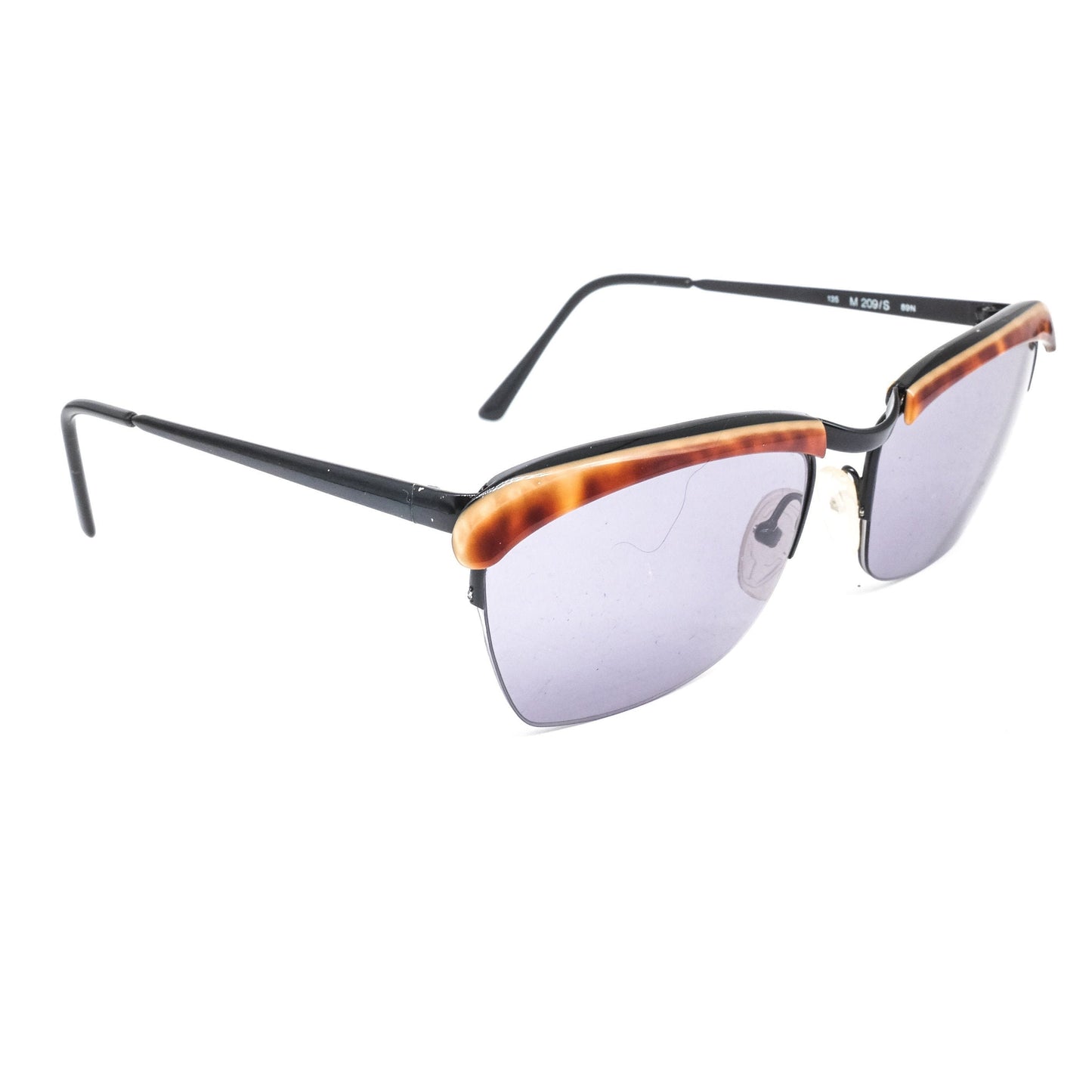 Missoni m-4 vintge square semi rimless sunglasses in black metal with brown tortoise acetate browline details. 80s NOS Italy