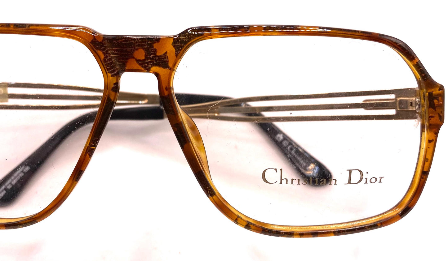 Dior Monsieur 2584 Demi blonde square aviator w golden metal temples NOS 80s Germany