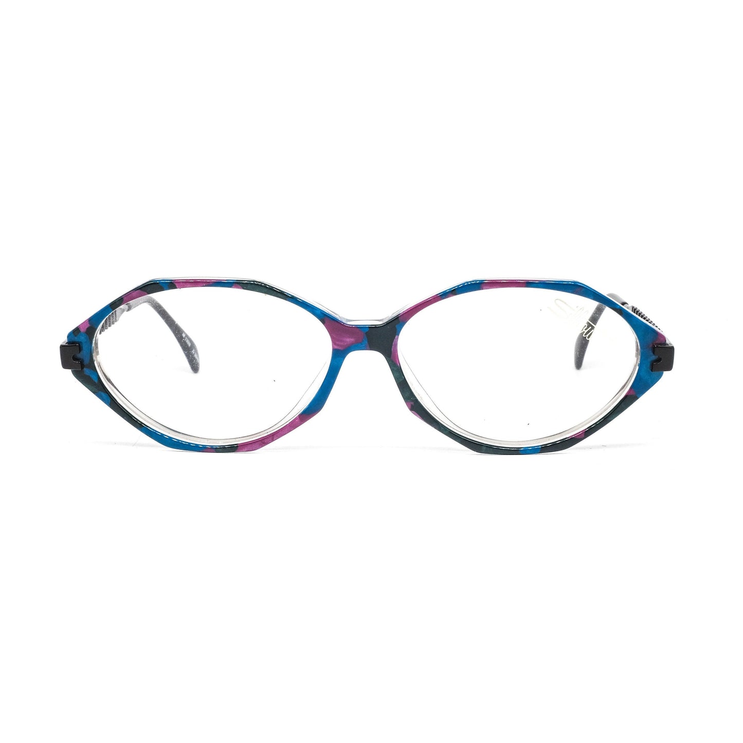 Silhouette 1328 cool flattened polygon eyeglasses frames in a colorful cello, 1990s NOS Austria
