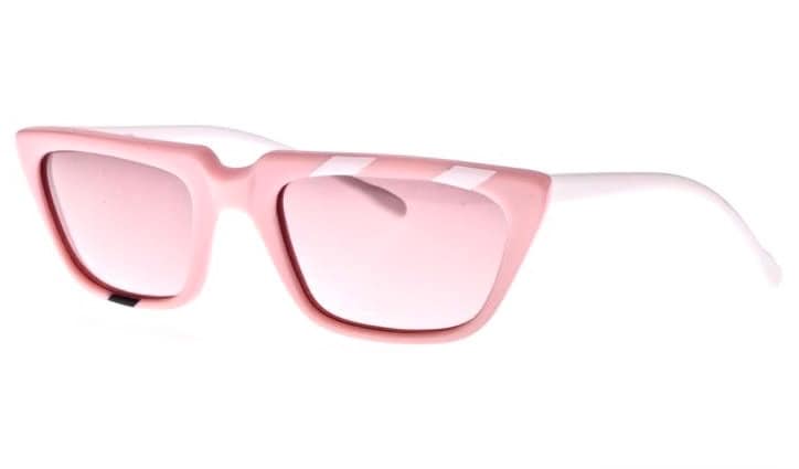 Barbie Pink cure square sunglasses w asymmetrical line details, NOS made in Italy in the 80s
