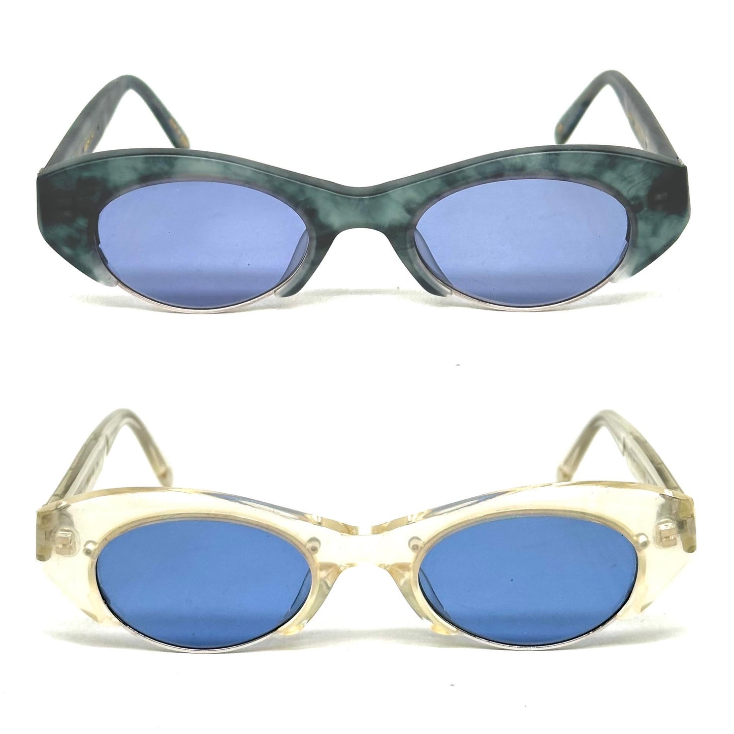 MATSUDA 10612 Mother of Pearl and Matte Dark Green Marble Steampunk Vintage Sunglasses  Made in Japan 90s NOS