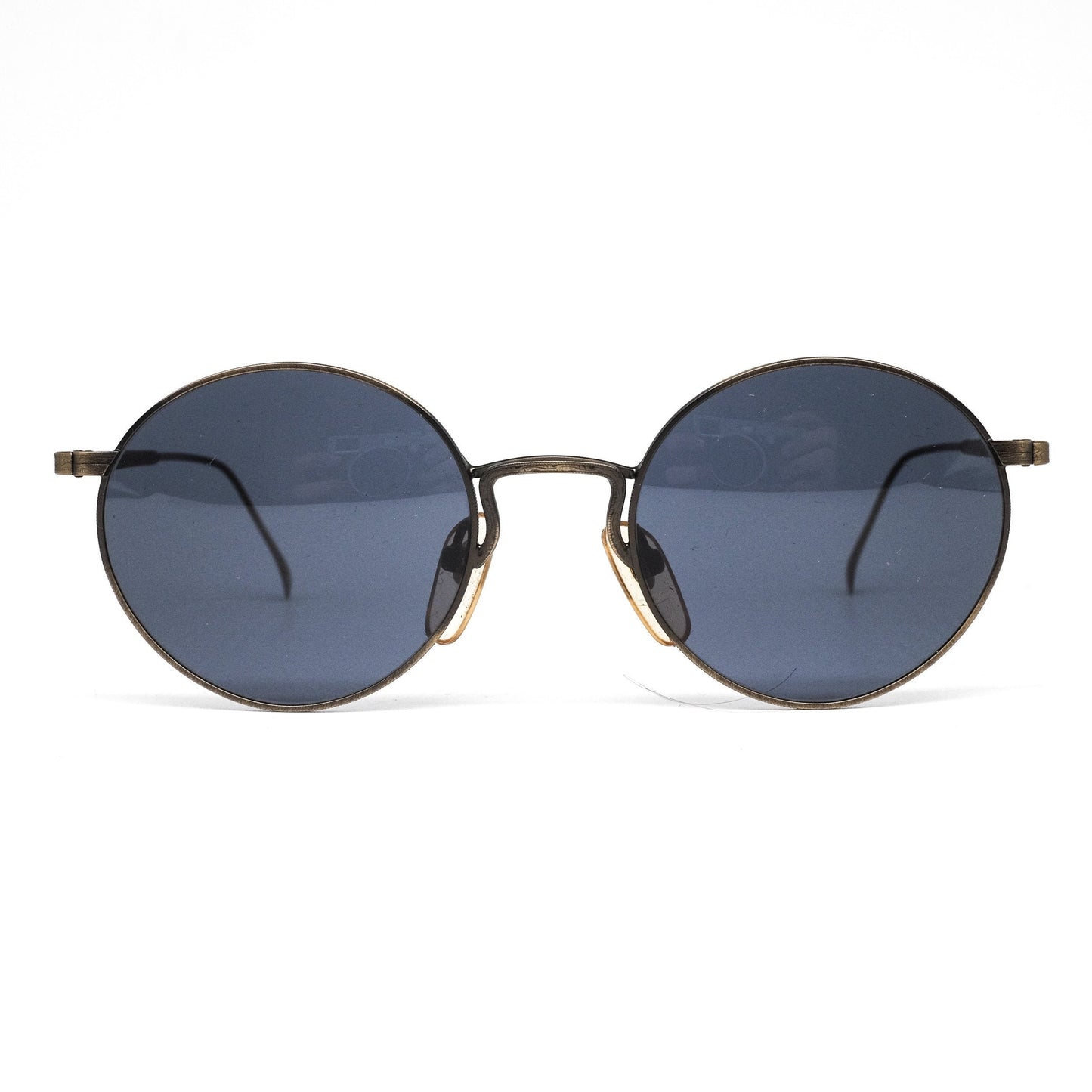Byblos b520 vintage large  metallic round steampunk sunglasses in bronze metal, NOS 80s Italy