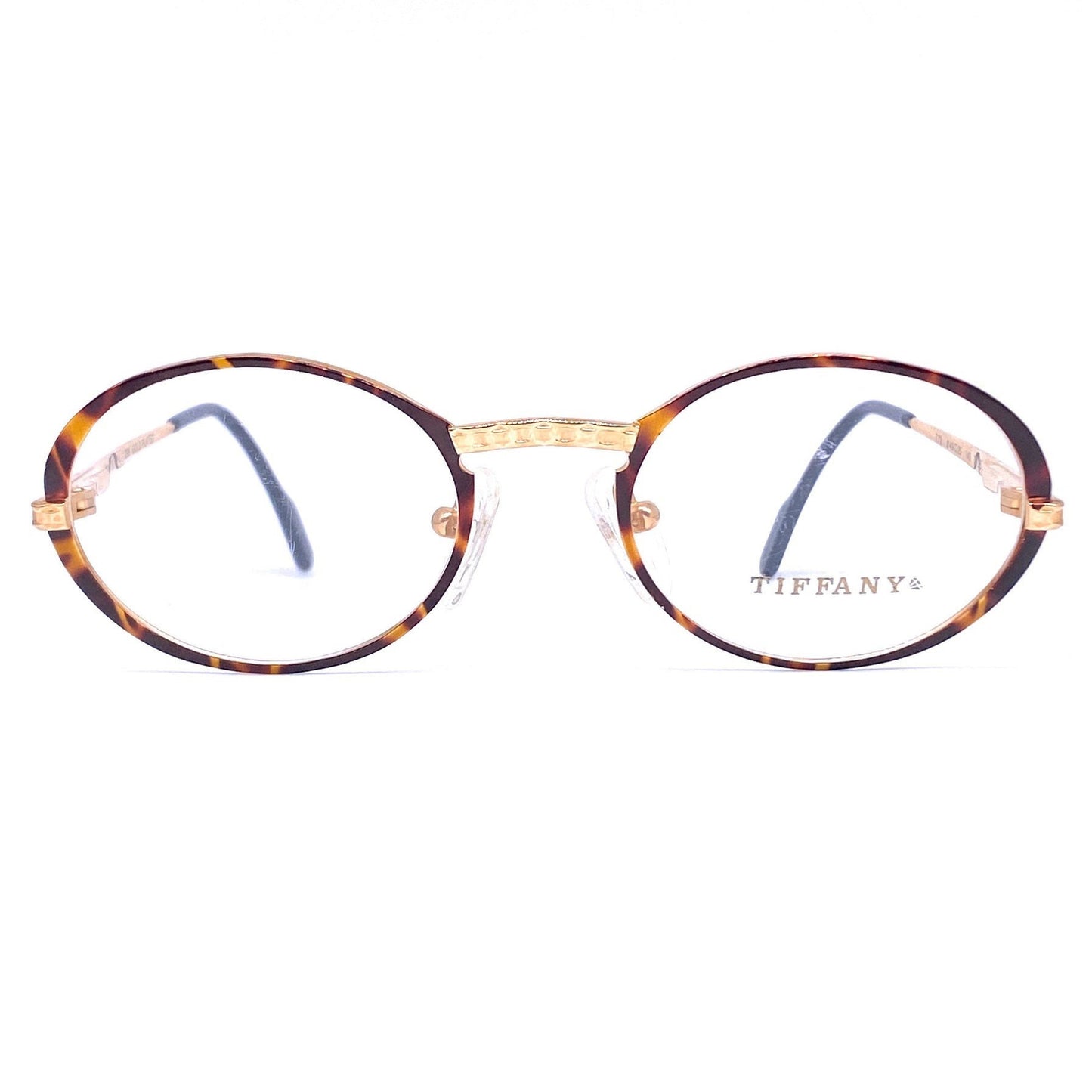 Tiffanys T73 23K Gold oval frames w tortoise rims, authentic Luxury vintage glasses hand made in Italy 80s NOS