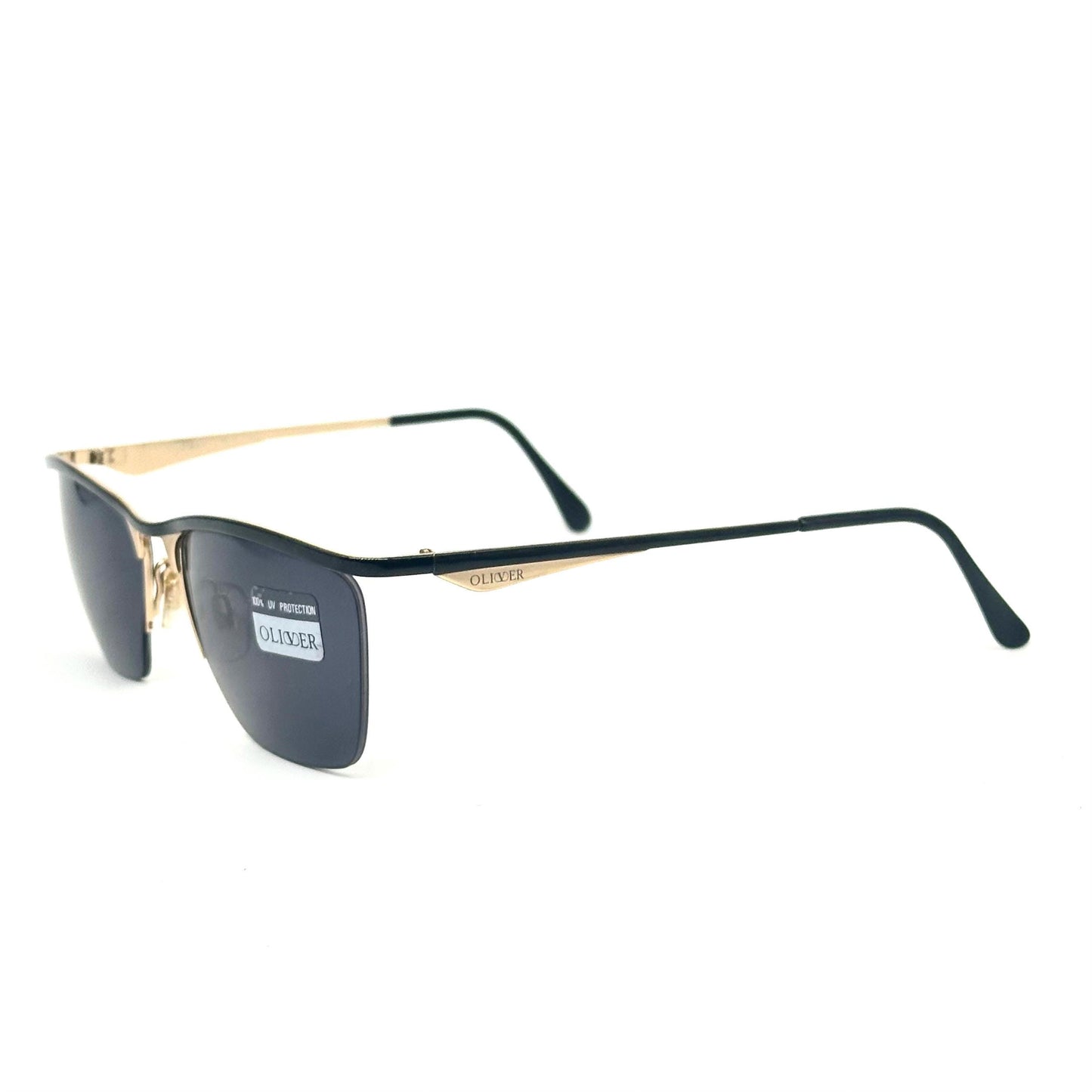 Oliver by Valentino Garavani 1816 vintage gold with black enamelled brow line and temples sunglasses NOS 80s