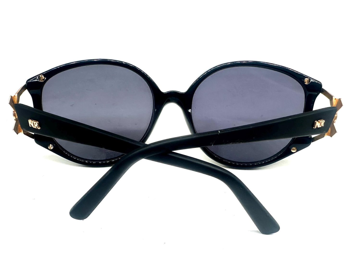 Nina Ricci classy black oversized sunglasses w golden details, NOS 90s France