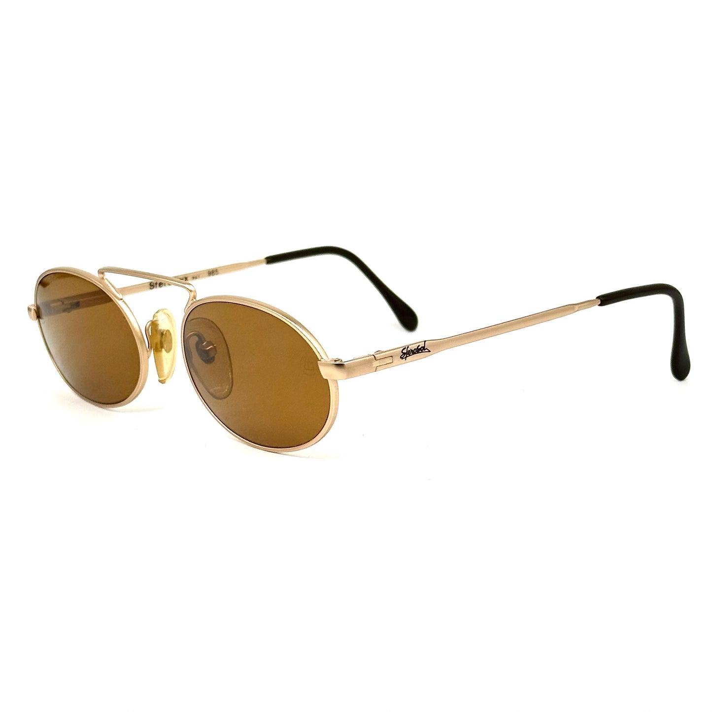 Sferoflex 985 oval metal sunglasses w retro high bridge and crystal lenses, hand made in Italy in the 80s