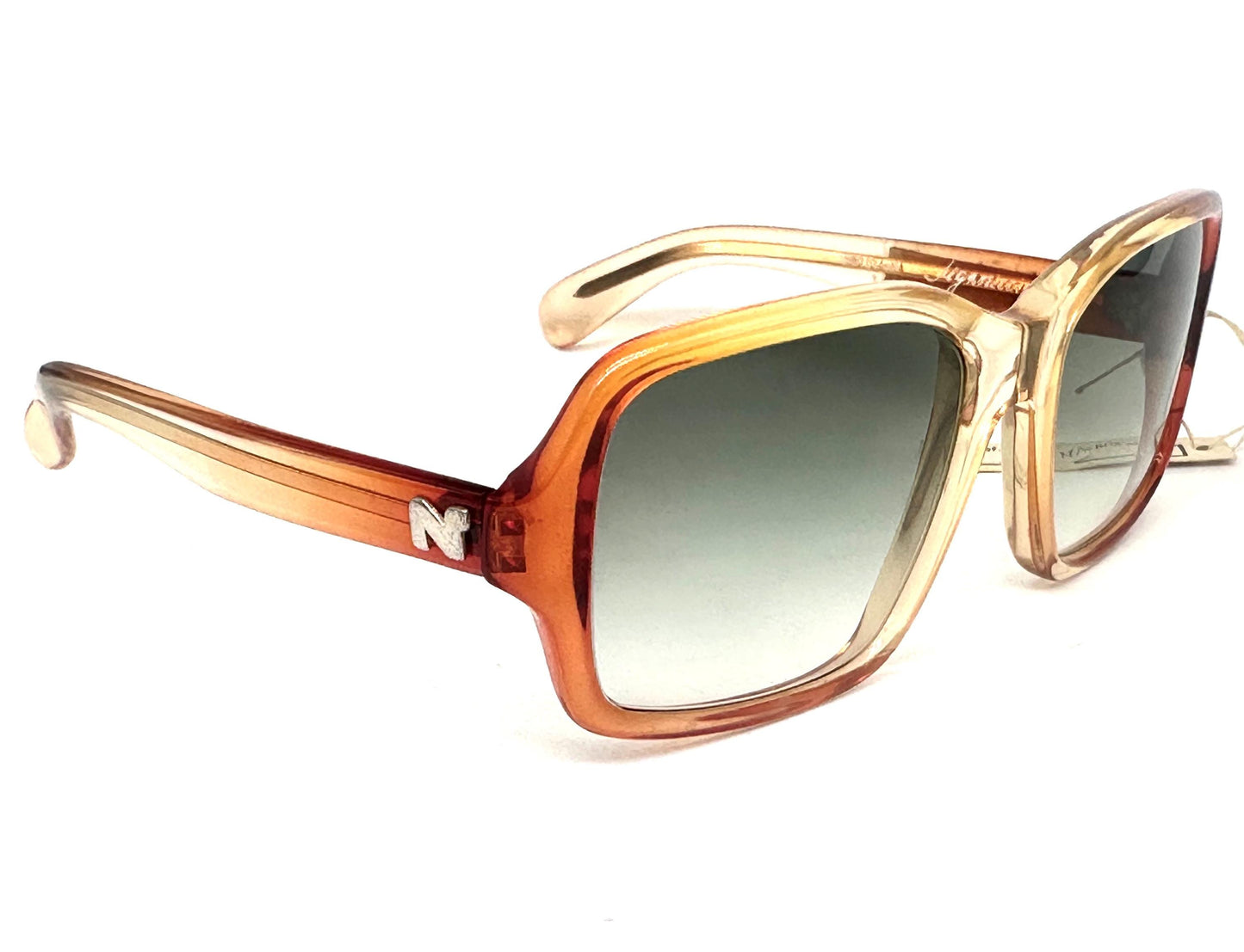 Nina Ricci Square oversized sunglasses orange translucent cello hand made in France  80s NOS