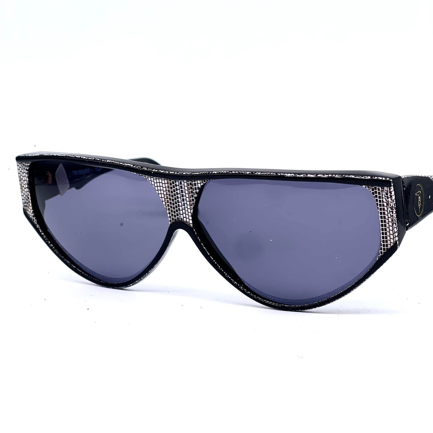 Trussardi T301 modernist wrap mask sunglasses made in Italy NOS 80s