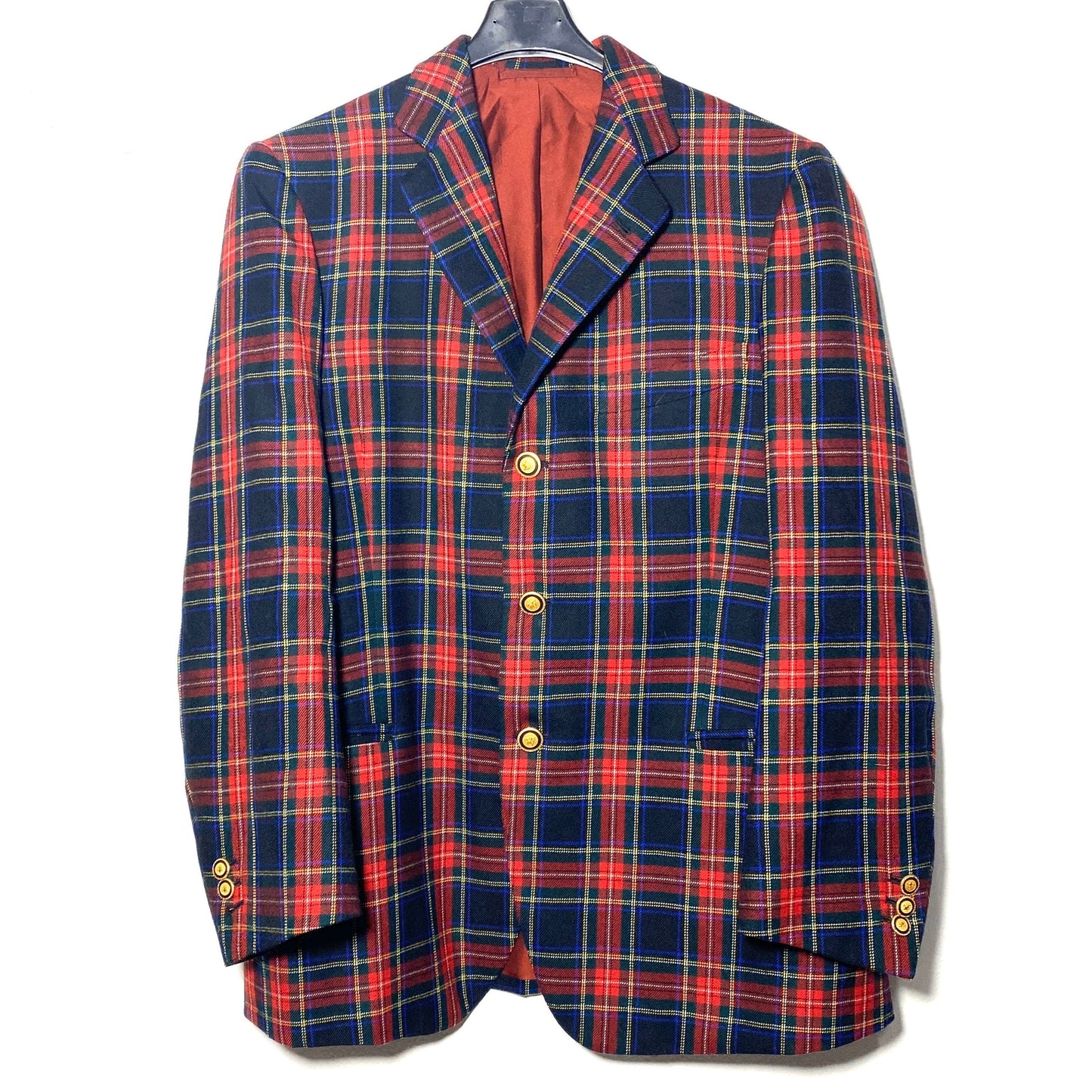 Tailor made classy tartan wool suit hand crafted in Italy by Catanzariti, sz S / 46