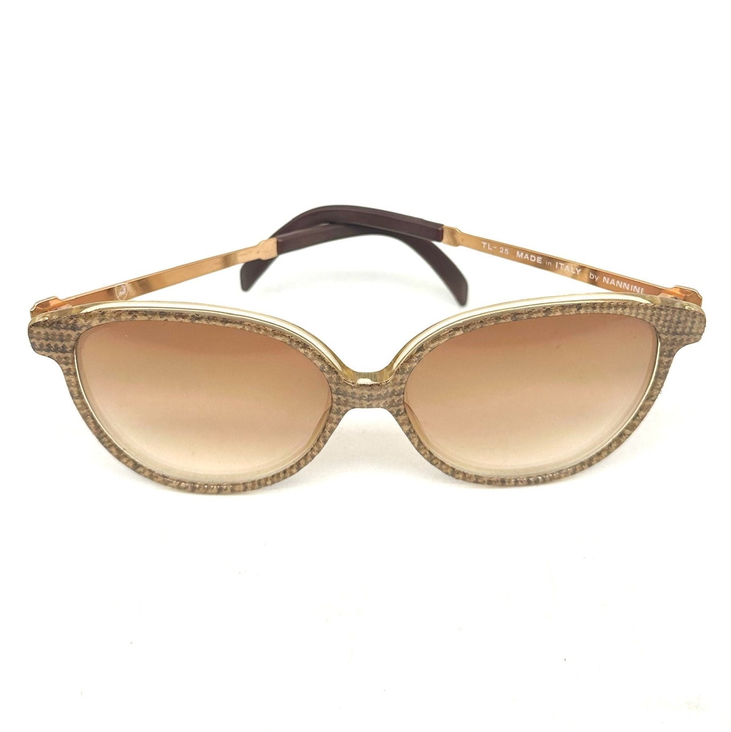 Lamborghini sunglasses TL-25 rare houndstooth fabric inlaid shades, 2 colorways 70s NOS
