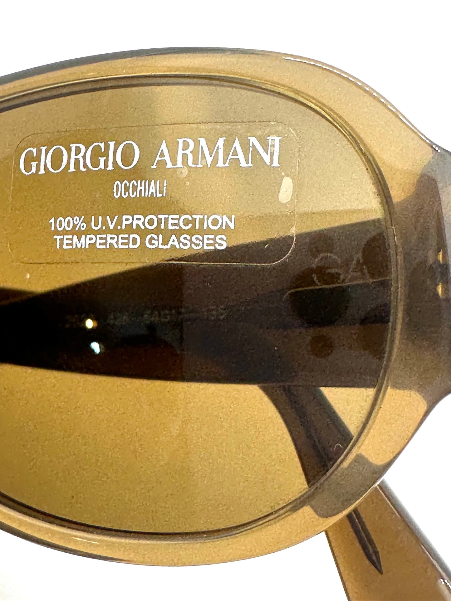 Giorgio Armani 2520 brown translucent aviator Sunglasses w crystal tempered lenses, NOS 80s