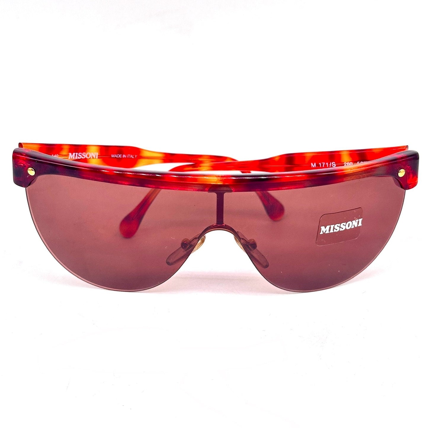 Missoni M171/S tortoise mask/ shield sunglasses w flat top browline, NOS 90s mint