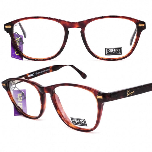 Kenzo k067 retro square tortoise keyhole celluloid eyeglasses frames, 80s France