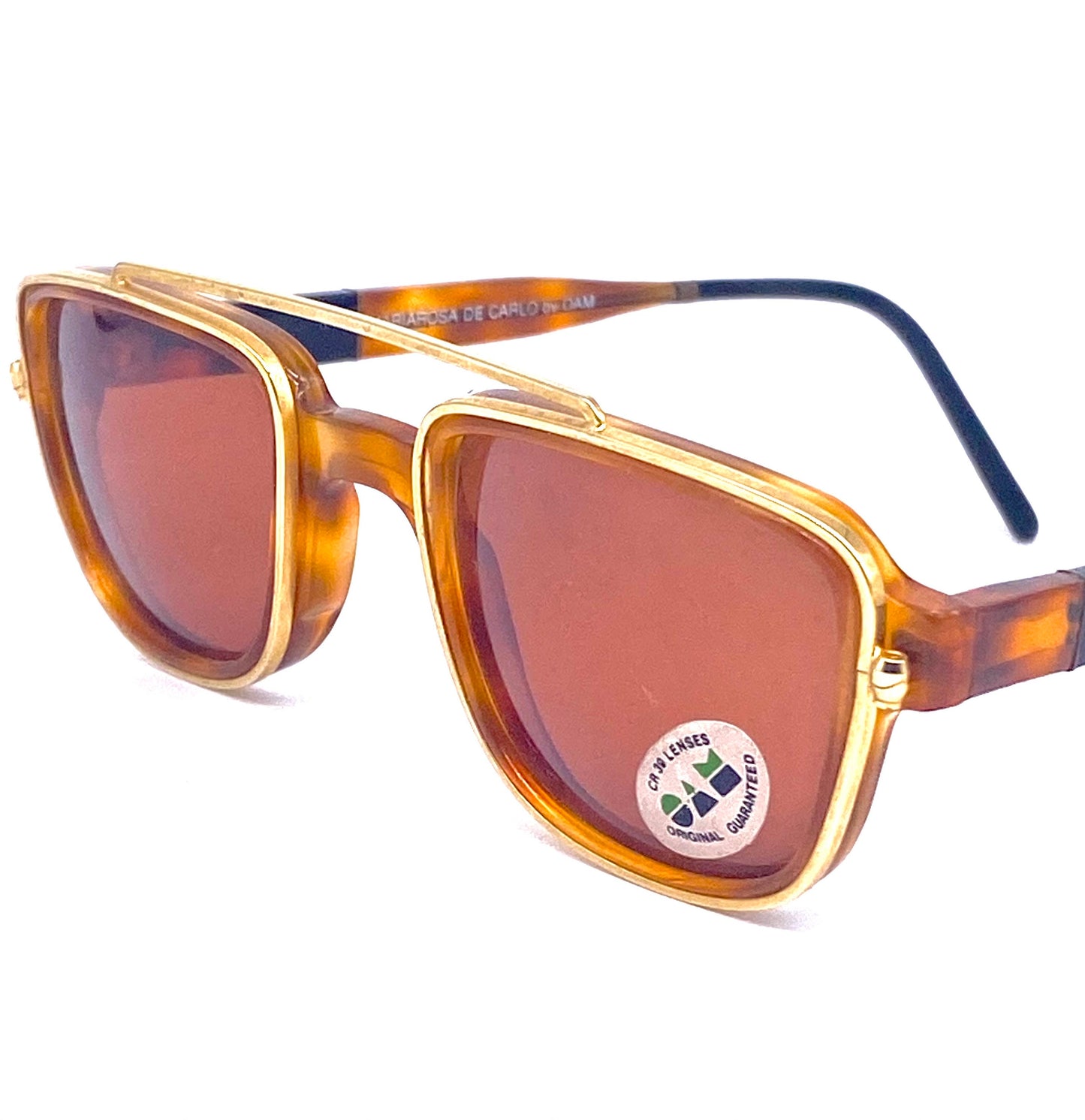 Maria Rosa De Carlo square dbl rim tortoise gold sunglasses hand made in Italy