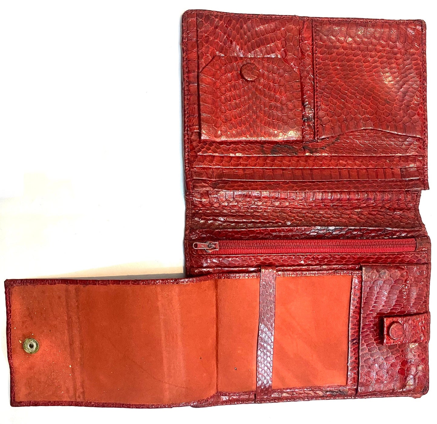 Snake leather ladies wallet with detachable checks holder, 2 colors , 1980s NOS Italy